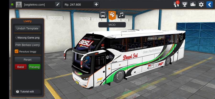 Download Livery & Mod Bussid Dewi Sri SR2 Hino