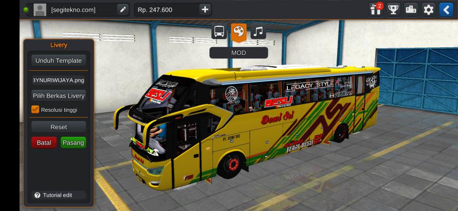 Download Livery & Mod Bussid Dewi Sri