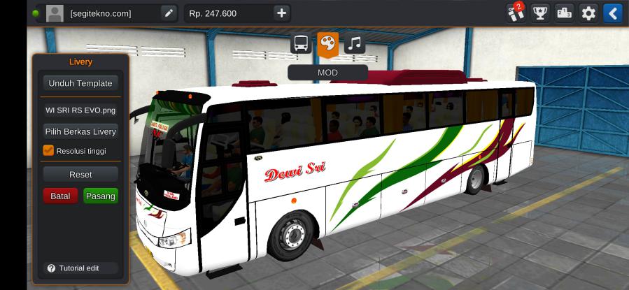 Download Livery & Mod Bussid Dewi Sri RS Evolution