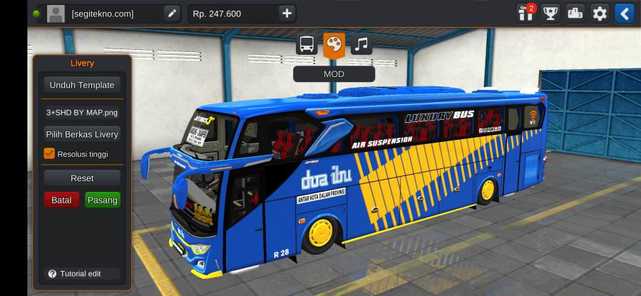Download Livery & Mod Bussid Doa Ibu JB3+ SHD Voyager