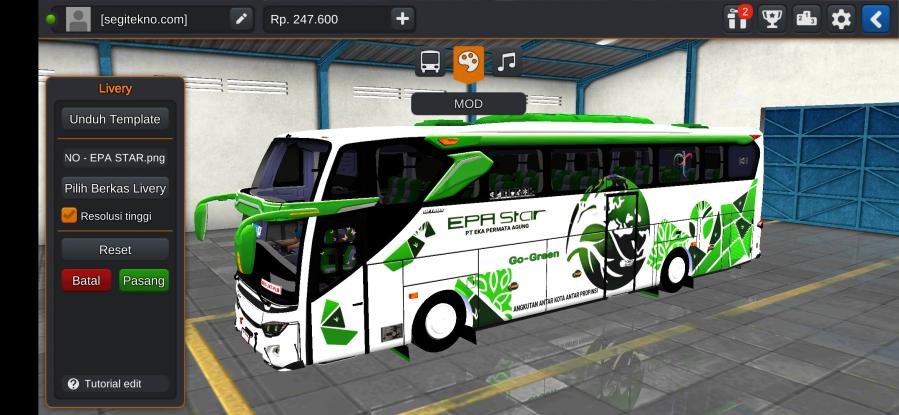 Download Livery & Mod Bussid EPA Star JB3+ SHD Hino RK
