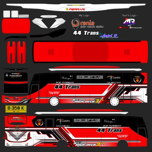 Download Livery & Mod Bussid 44 Trans Ferrari