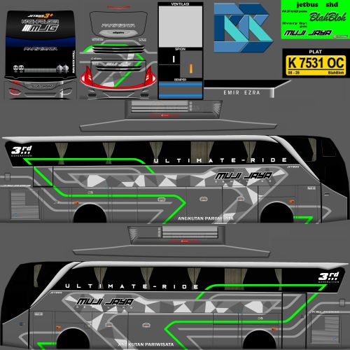 Download Livery & Mod Bussid Muji Jaya SHD Ori Emir Erza