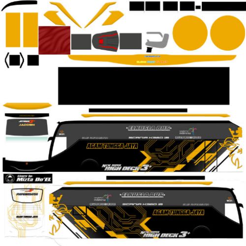 Download Livery & Mod Bussid Agam Tungga Jaya Super High Decker