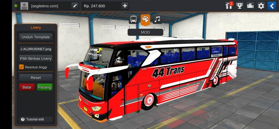 Download Livery & Mod Bussid 44 Trans JB3+ Scania K360