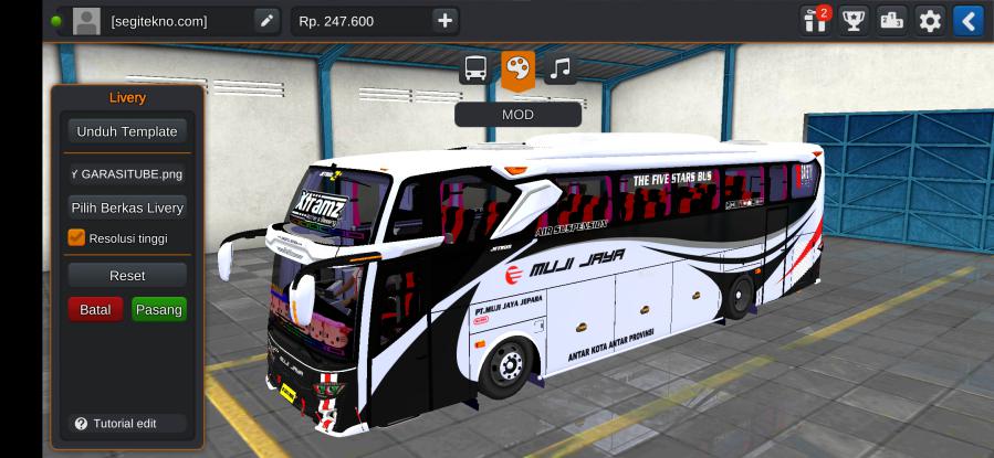 Download Livery & Mod Bussid Muji Jaya JB3+ Hino RK