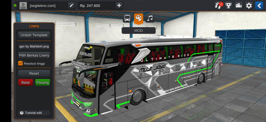 Download Livery & Mod Bussid Muji Jaya JB3+ SHD Voyager