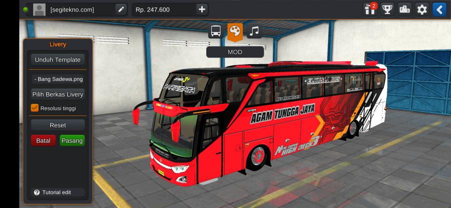 Download Livery & Mod Bussid Agam Tungga Jaya JB3+