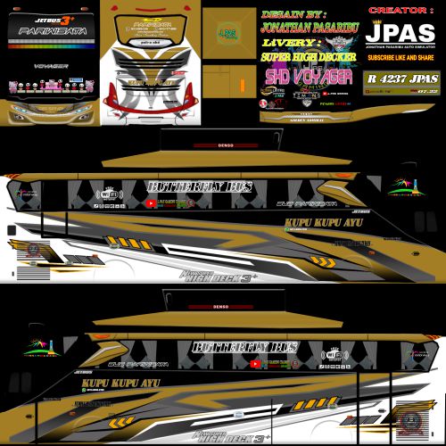 Download Livery & Mod Bussid Kupu Kupu Ayu Golden Admiral