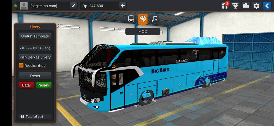 Download Livery & Mod Bussid Big Bird Avante