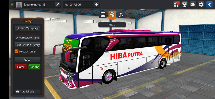 Download Livery & Mod Bussid Hiba Putra JB3+ HDD Hino