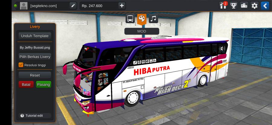 Download Livery & Mod Bussid Hiba Putra JB2