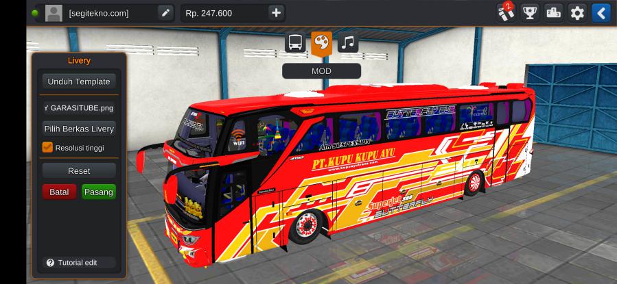 Download Livery & Mod Bussid Kupu Kupu Ayu JB3+ Mercy O500R