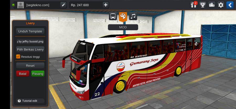 Download Livery & Mod Bussid Gumarang Jaya Jetliner HDD