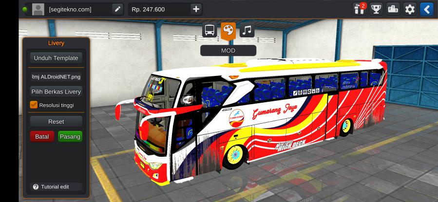 Download Livery & Mod Bussid Gumarang Jaya JB3+ Mercy O500R
