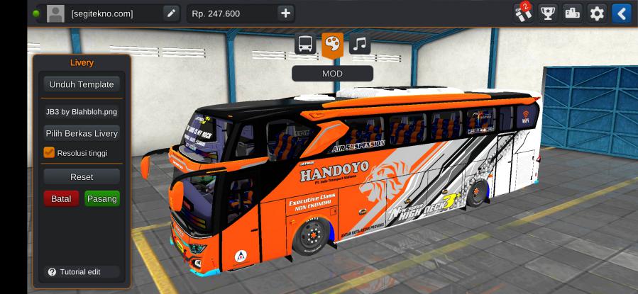 Download Livery & Mod Bussid Handoyo JB3+ SHD