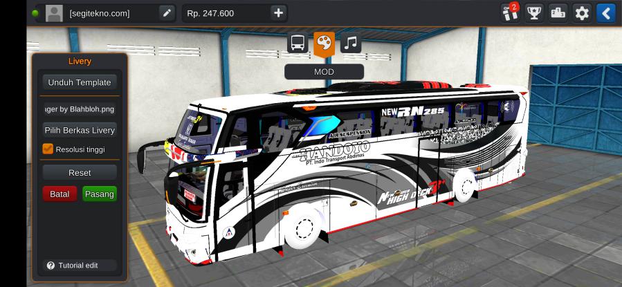 Download Livery & Mod Bussid Handoyo JB3+ SHD Hino RK