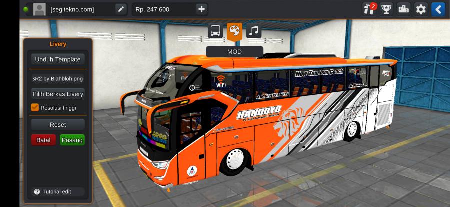 Download Livery & Mod Bussid Handoyo SR2 XHD Prime