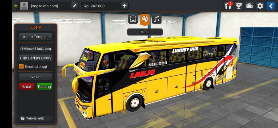 Download Livery & Mod Bussid Ladju JB3+ SHD Hino RK