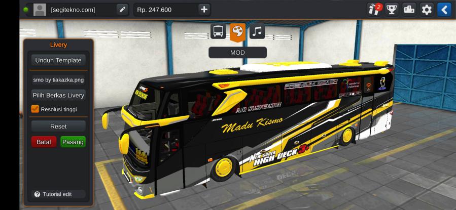 Download Livery & Mod Bussid Madu Kismo JB3+ SHD Voyager
