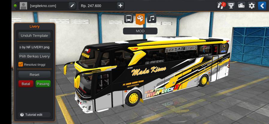 Download Livery & Mod Bussid Madu Kismo SHD Hino RK