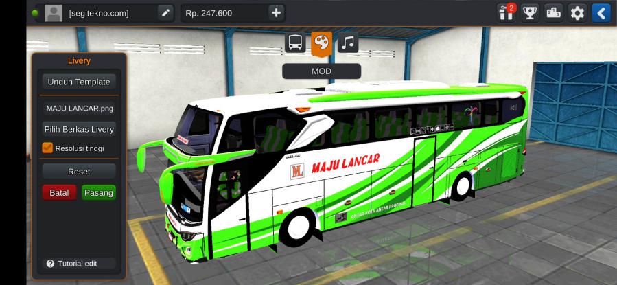 Download Livery & Mod Bussid Maju Lancar JB3+ SHD Hino RK