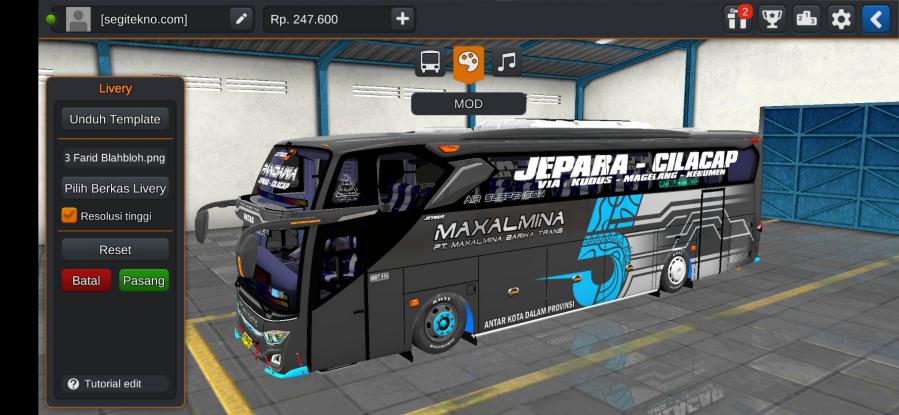 Download Livery & Mod Bussid Maxalmina JB3+ Hino