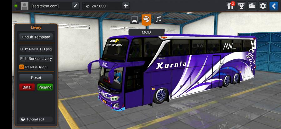 Download Livery & Mod Bussid Kurnia UHD