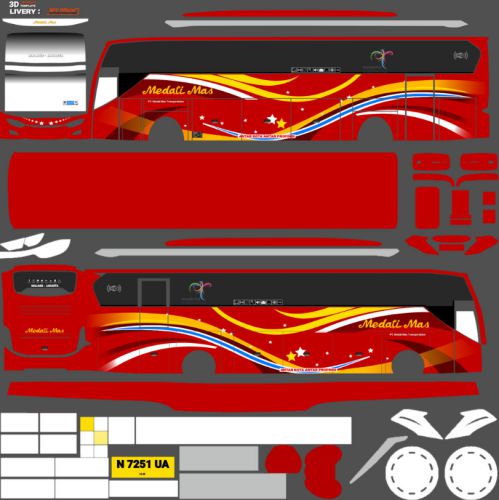 Download Livery & Mod Bussid Medali Mas JB3 Mercy