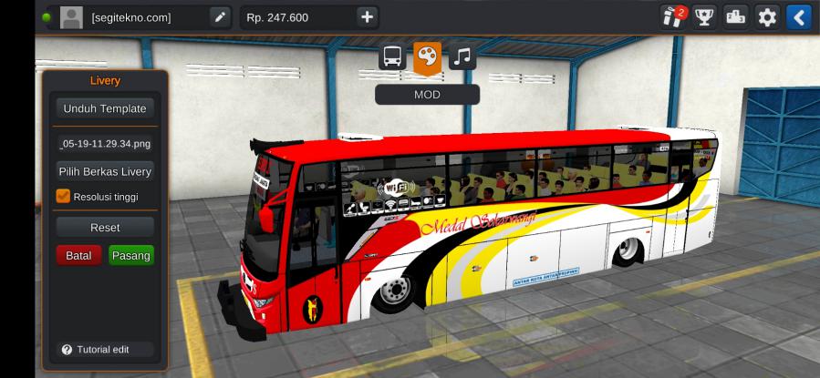 Download Livery & Mod Bussid Medal Sekarwangi Max Tentrem