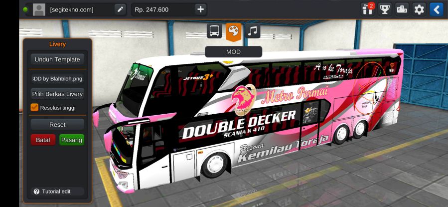 Download Livery & Mod Bussid Metro Permai SDD