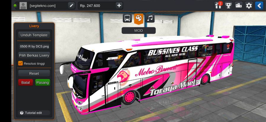 Download Livery & Mod Bussid Metro Permai JB3+ SHD Mercy O500R