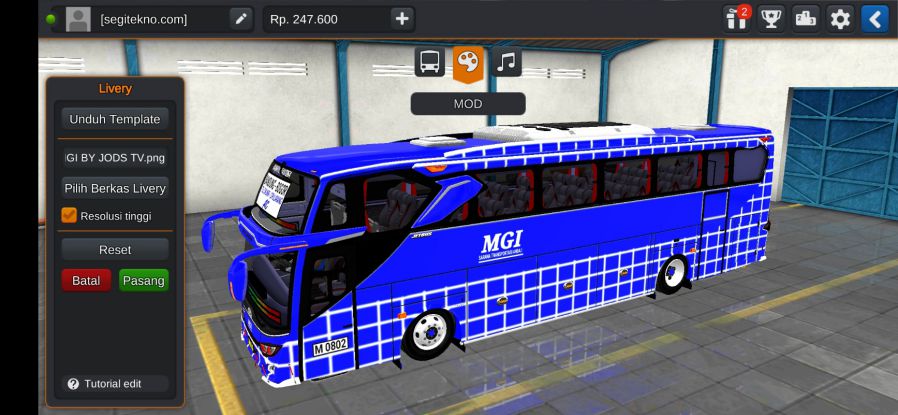 Download Livery & Mod Bussid MGI JB3+ SHD Hino