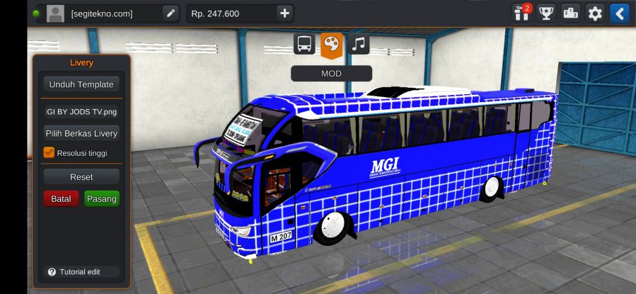 Download Livery & Mod Bussid MGI SR2 XHD Prime