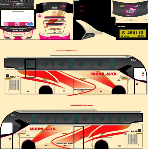 Download Livery & Mod Bussid Murni Jaya XHD Ori