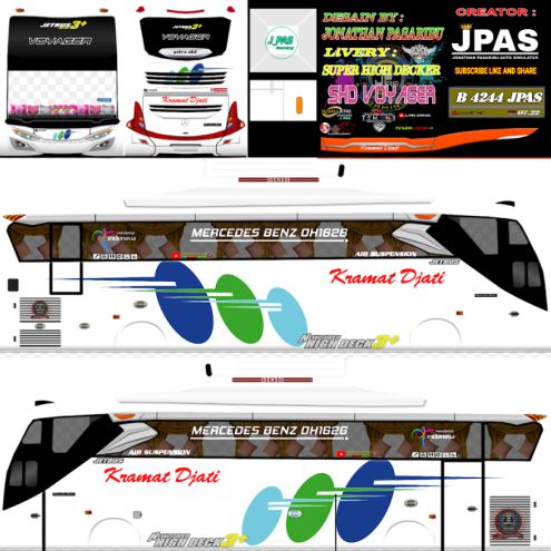 Download Livery & Mod Bussid Kramat Djati SHD Voyager