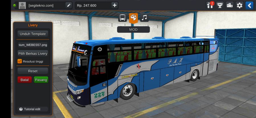 Download Livery & Mod Bussid PMH Trisakti Titanium