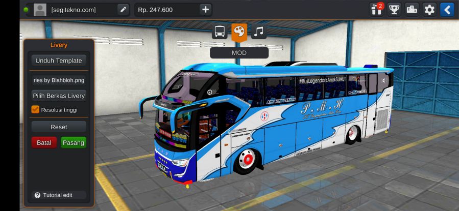 Download Livery & Mod Bussid PMH SR2 XHD Hino