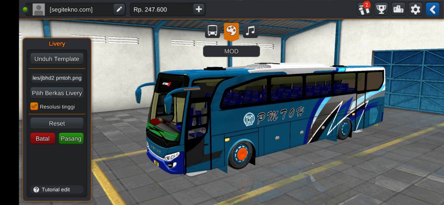 Download Livery & Mod Bussid PMTOH JBHD Non Setra
