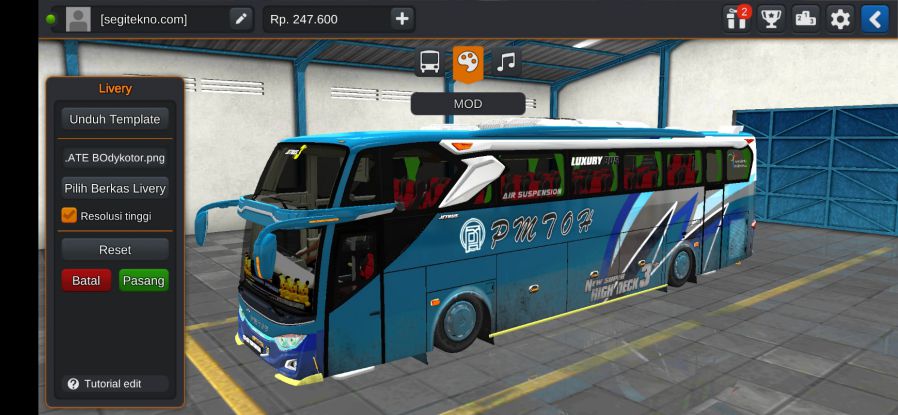 Download Livery & Mod Bussid PMTOH JB3+ SHD Voyager