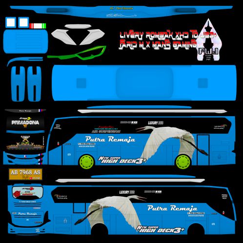 Download Mod & Livery Bussid Putra Remaja XHD Rombak JB3
