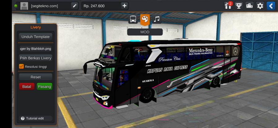 Download Livery & Mod Bussid Kapuas Raya Express JB3+ Facelift Voyager