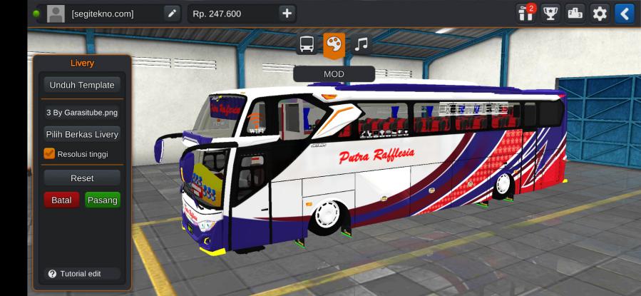 Download Mod & Livery Bussid Putra Rafflesia JB3+ SHD Dop