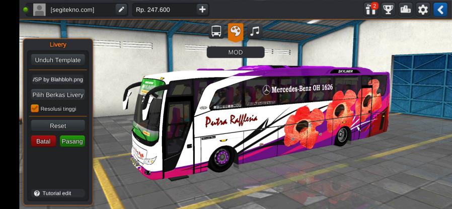 Download Mod & Livery Bussid Putra Rafflesia Old Skyliner