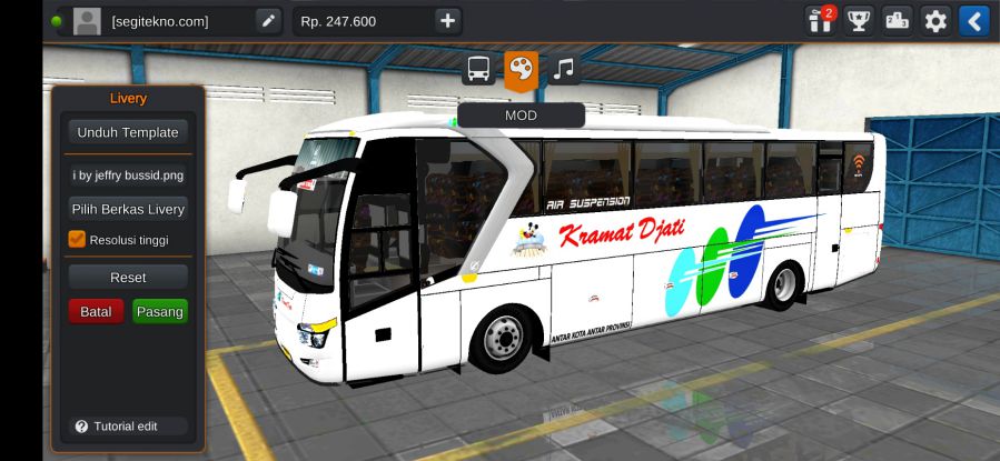 Download Livery & Mod Bussid Kramat Djati SR1 Old