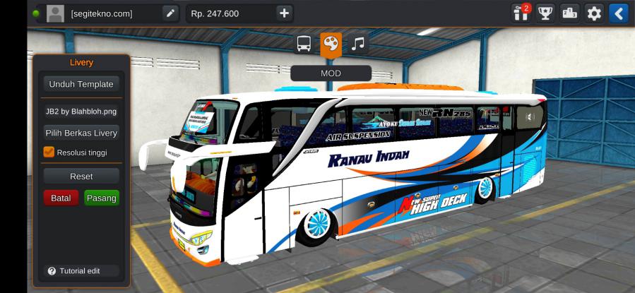 Download Mod & Livery Bussid Ranau Indah JB2 SHD Hino RK
