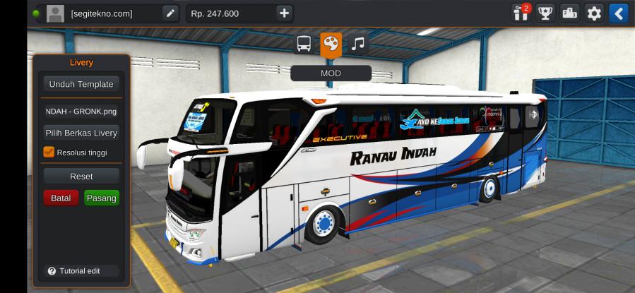 Download Mod & Livery Bussid Ranau Indah JB3+ Scania Non Facelift