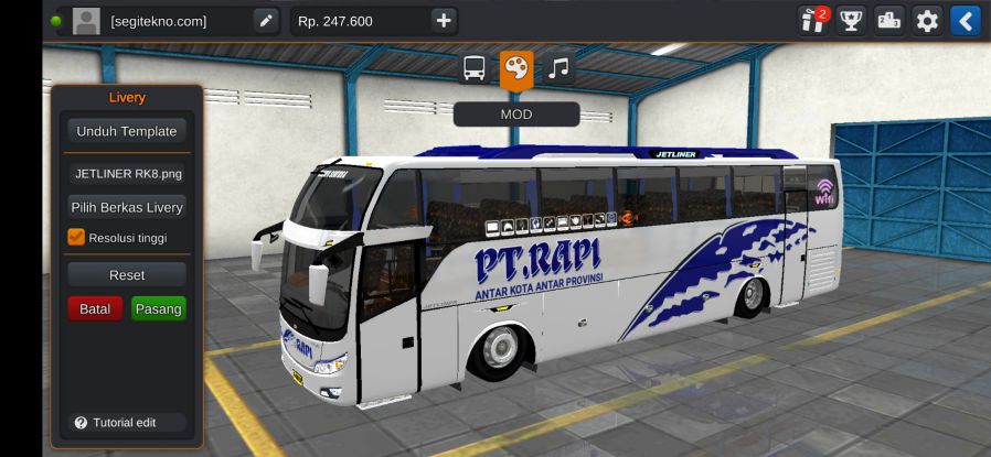 Download Mod & Livery Bussid Rapi Jetliner SHD