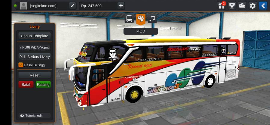 Download Livery & Mod Bussid Kramat Djati JB3+ Scania K360