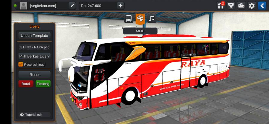 Download Mod & Livery Bussid RayaJB3+ SHD Hino RK